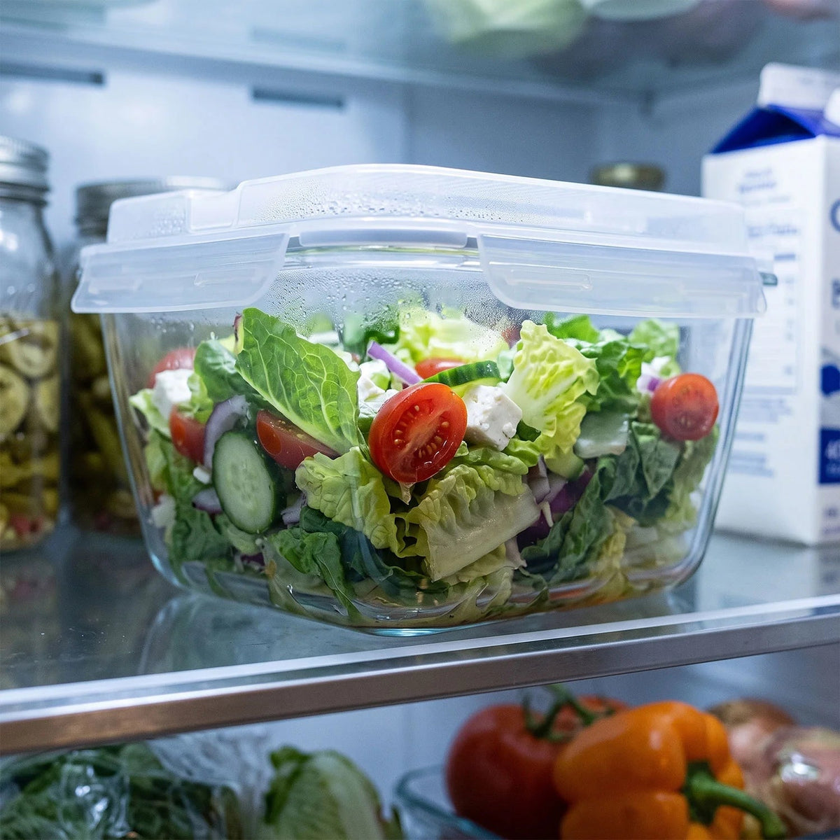 3900ml Large Glass Food Storage Container with Airtight Lid - 3900ML_Glass_GrayHandle