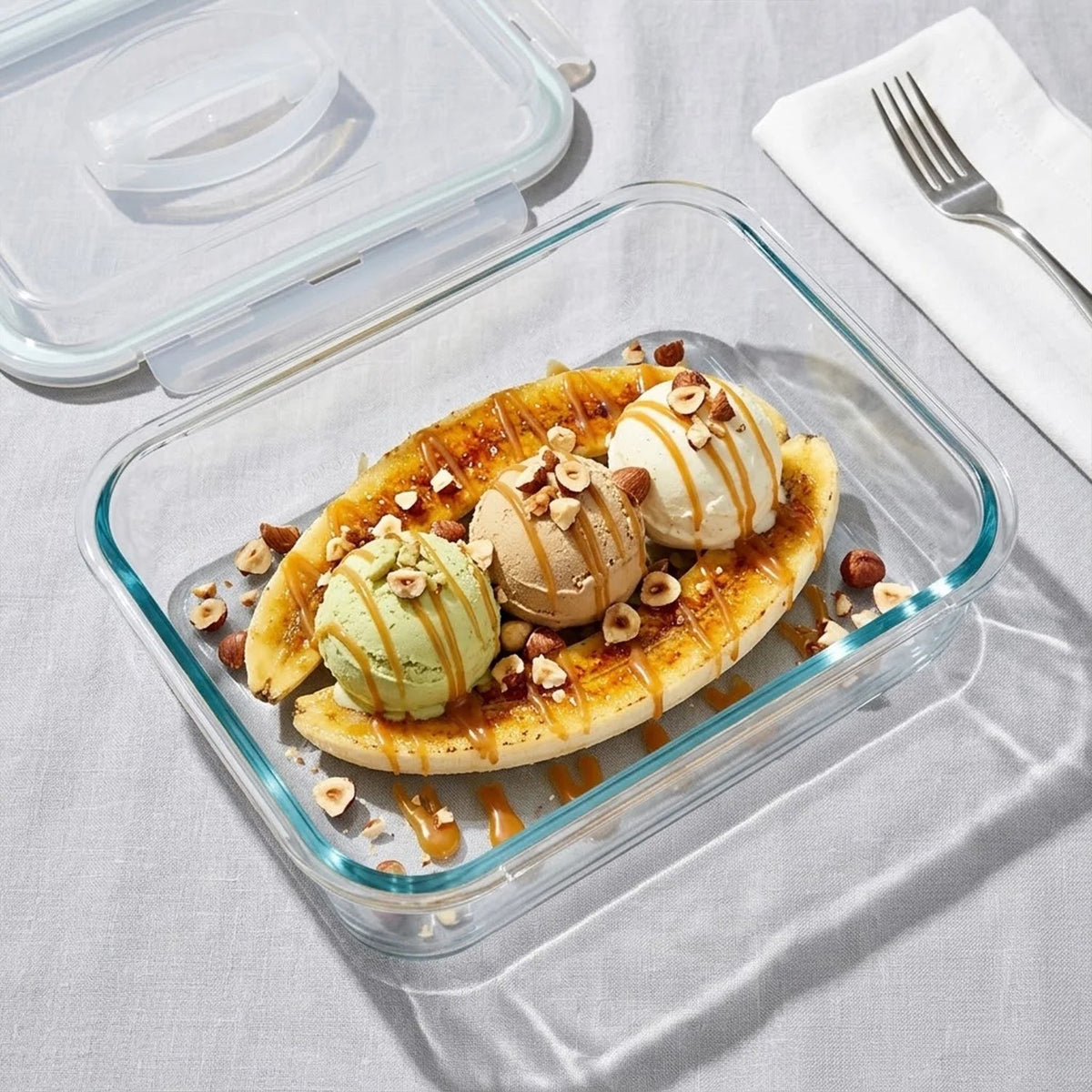 4800ml Large Glass Food Storage Container with Airtight Locking Lid - 4800ML_Clear