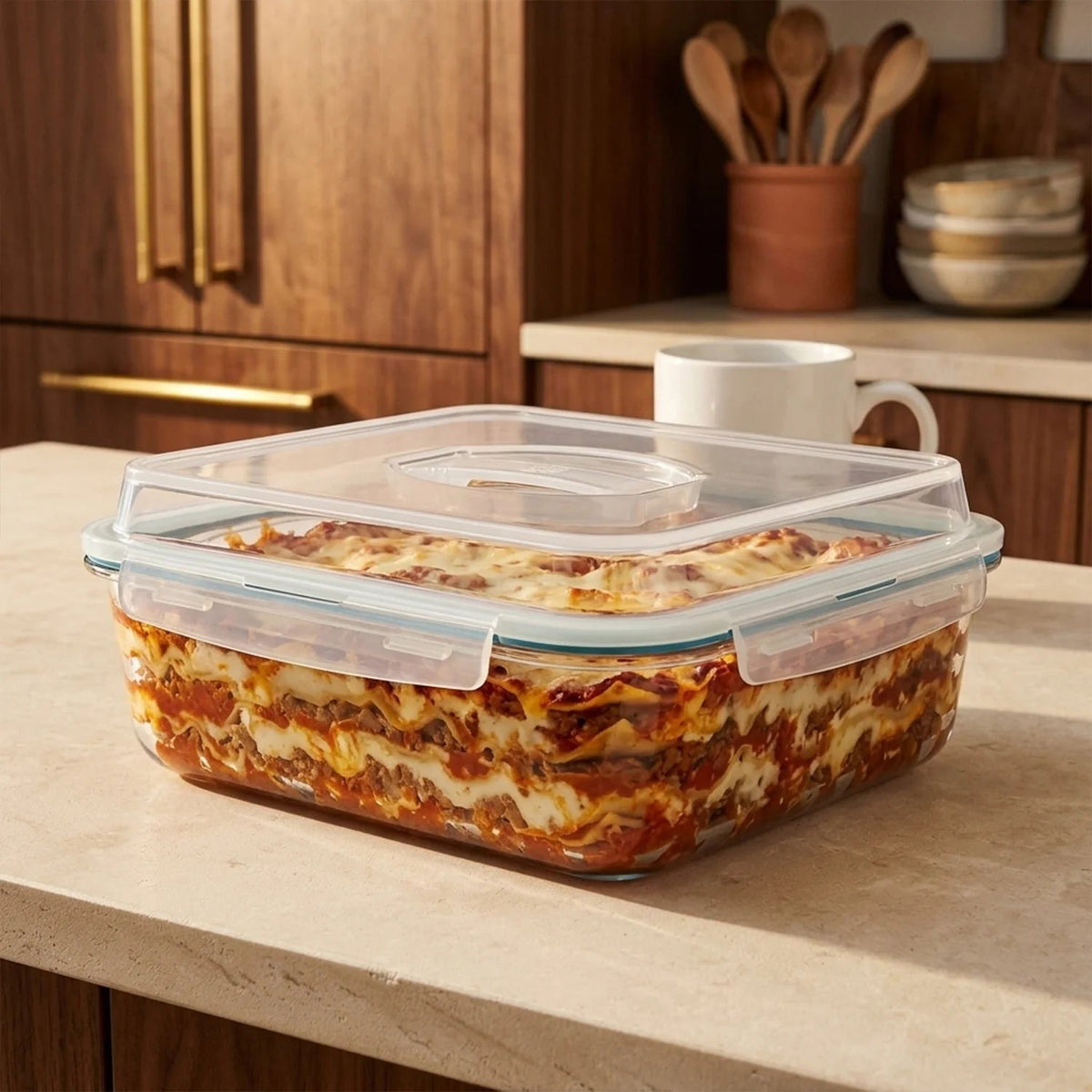 4800ml Large Glass Food Storage Container with Airtight Locking Lid - 4800ML_Clear