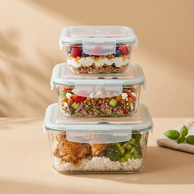 6 PC Glass Containers Set - 3 Unique Sizes - 06_GFood_Set
