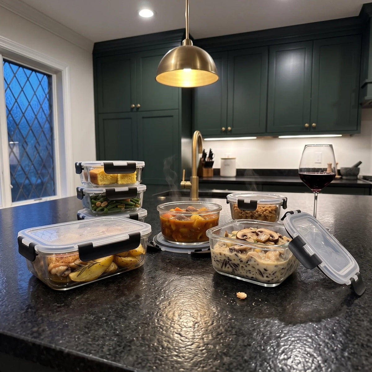 Razab 30 PC Glass Meal Prep Containers - 30_Glass_Black