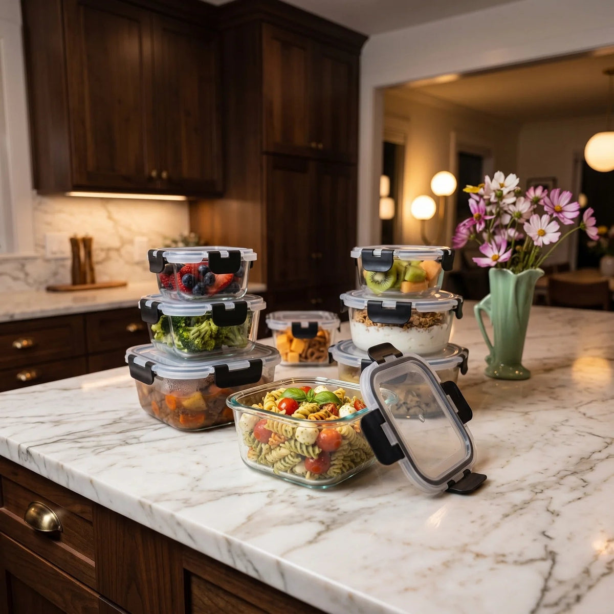 Razab 30 PC Glass Meal Prep Containers - 30_Glass_Black