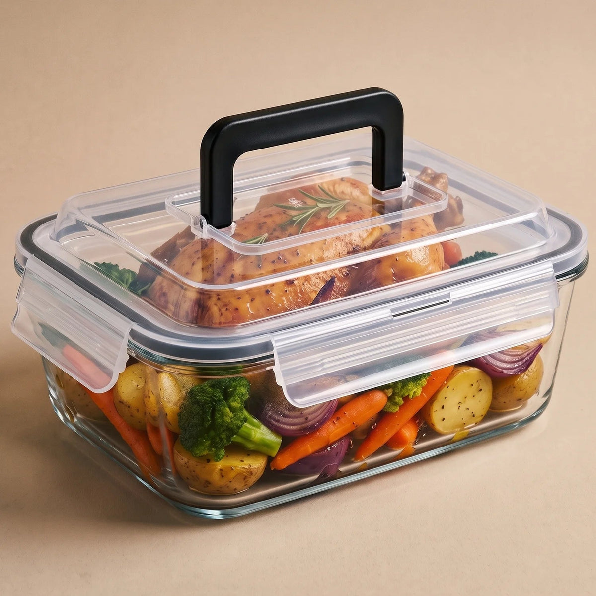 Razab 3000ml Glass Container with Handle - 3000ml_Deep_White