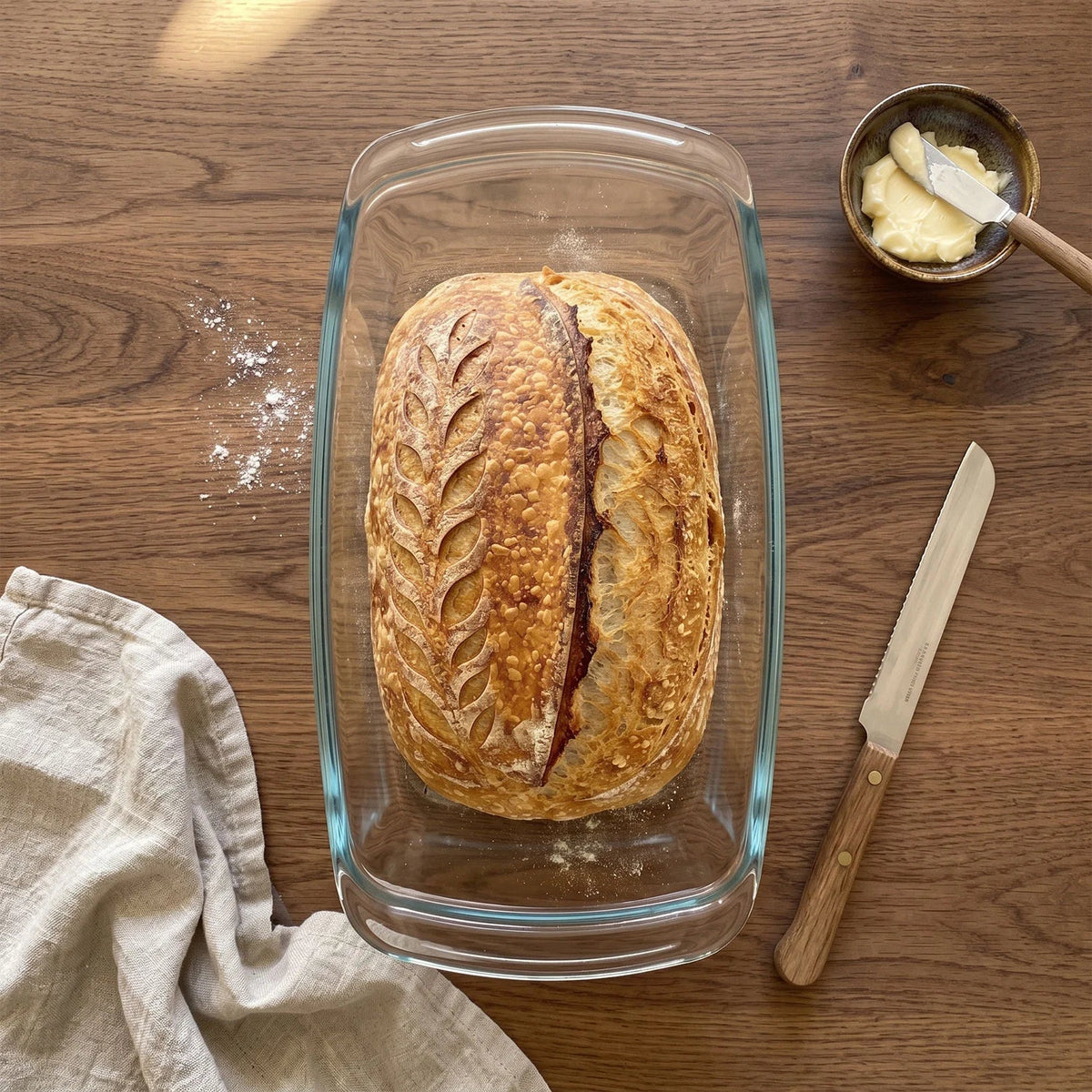 Set Of 2 Glass Loaf Pan Containers - 2setGreyLoafPan_NewLid