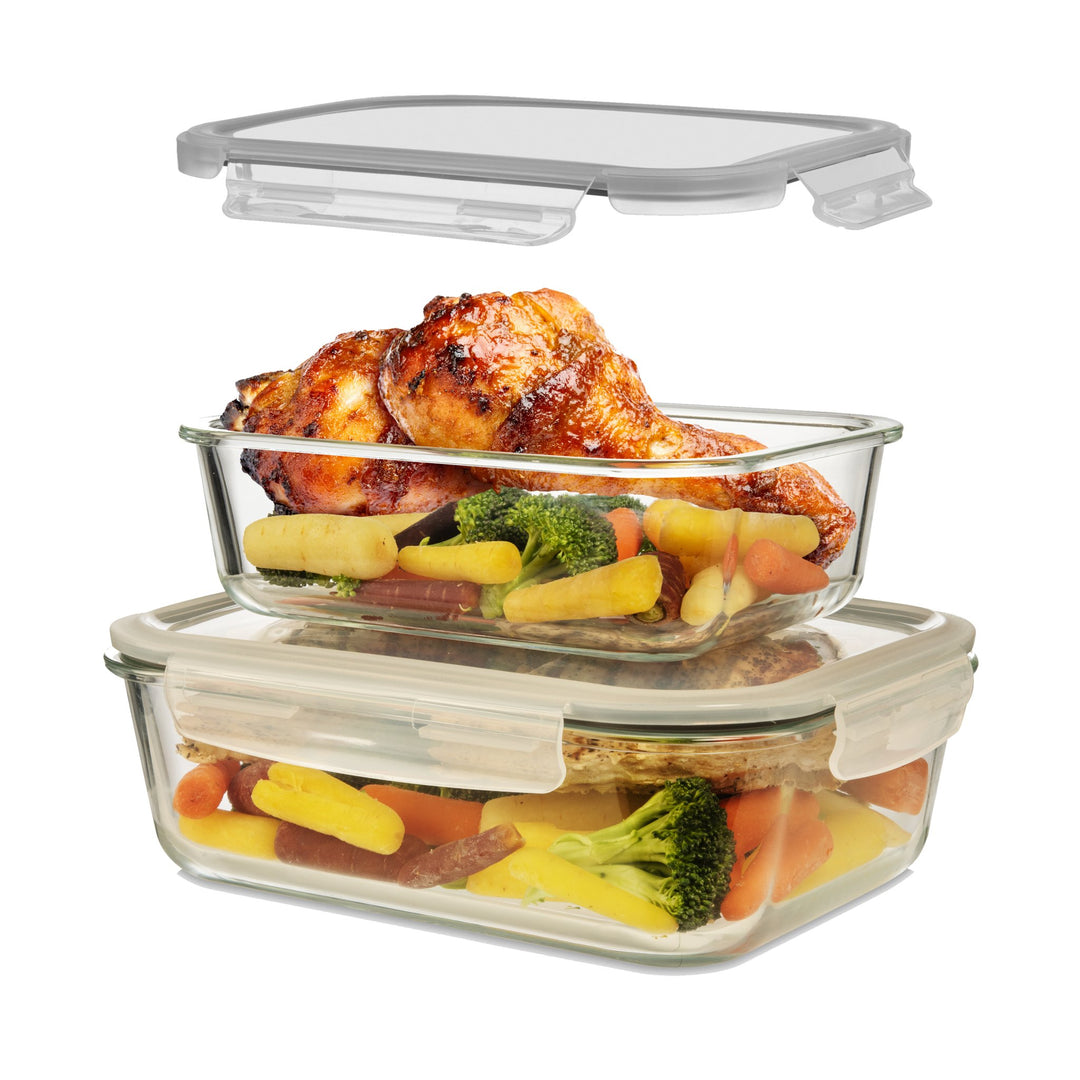 1500ML and 2700ML - Set of 2 Glass Food Storage Container - razab-xl-l-con