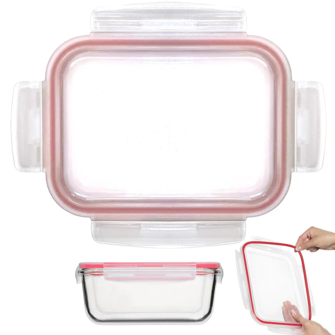 3300ML - Glass Conainer Set by Razab (Replacemnet lid) - Red -