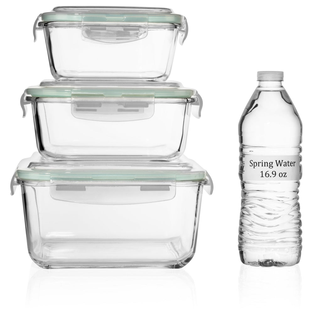 6 PC Glass Containers Set - 3 Unique Sizes -