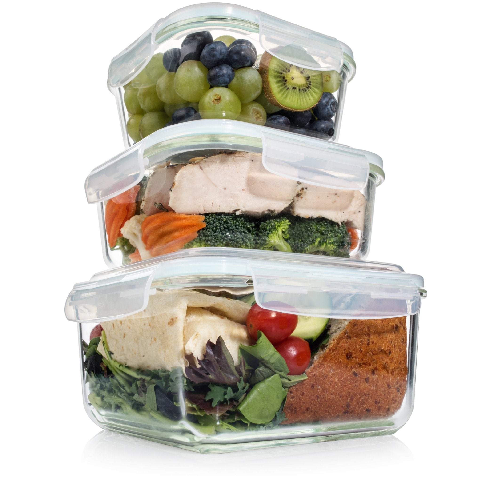 Extra Large Glass Food Storage Containers With Airtight Lid 6 Pc 3  Containers