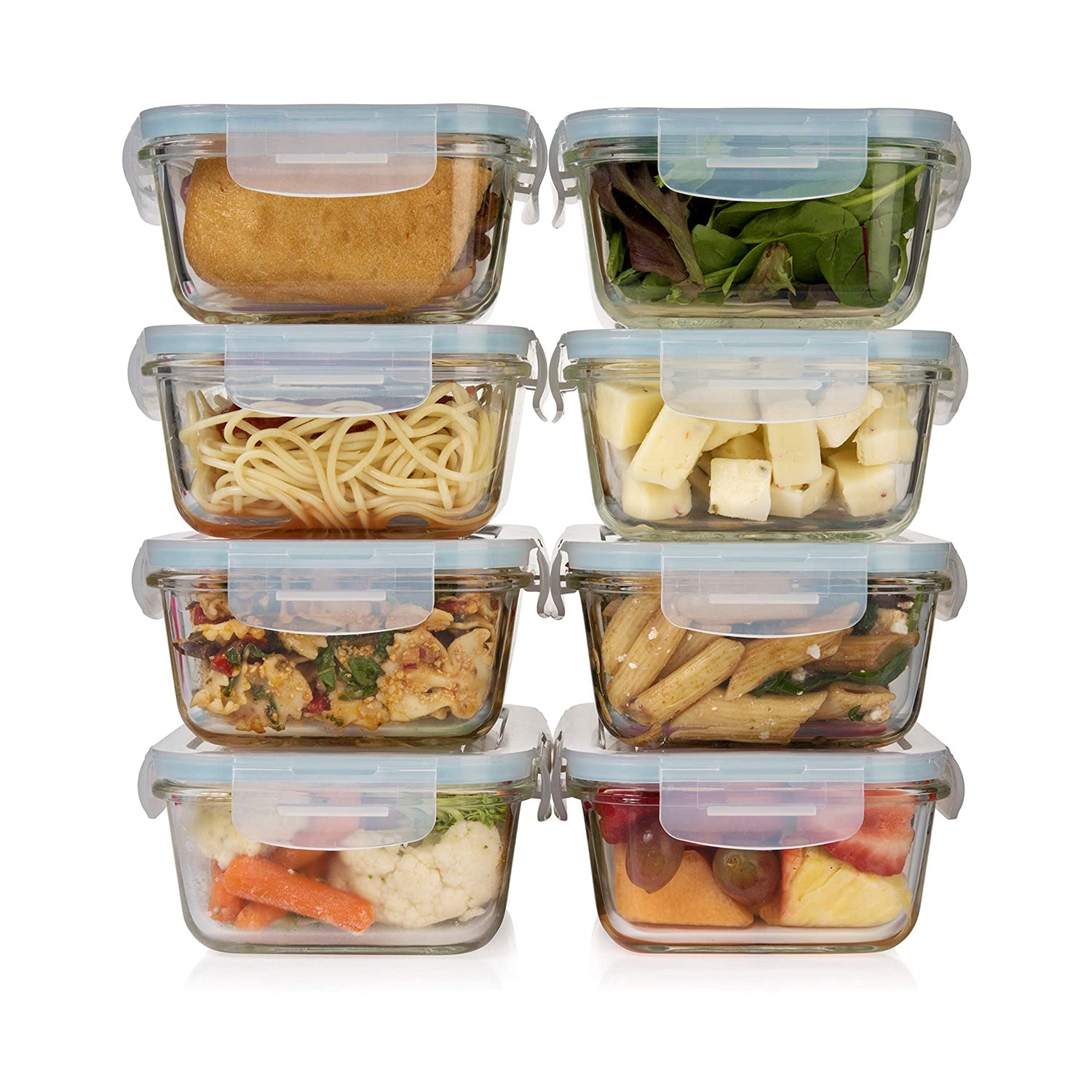 Bayco 8 pack 30oz glass food storage containers, bayco glass meal prep  containers, airtight glass storage containers with lids - bpa