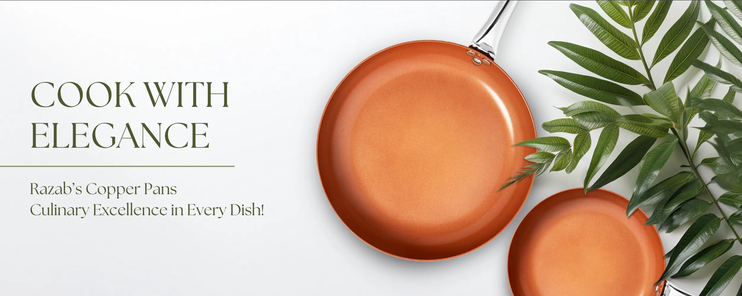 Razab Nonstick Copper Frying Pan Set with Lids and Spatula Set of 3