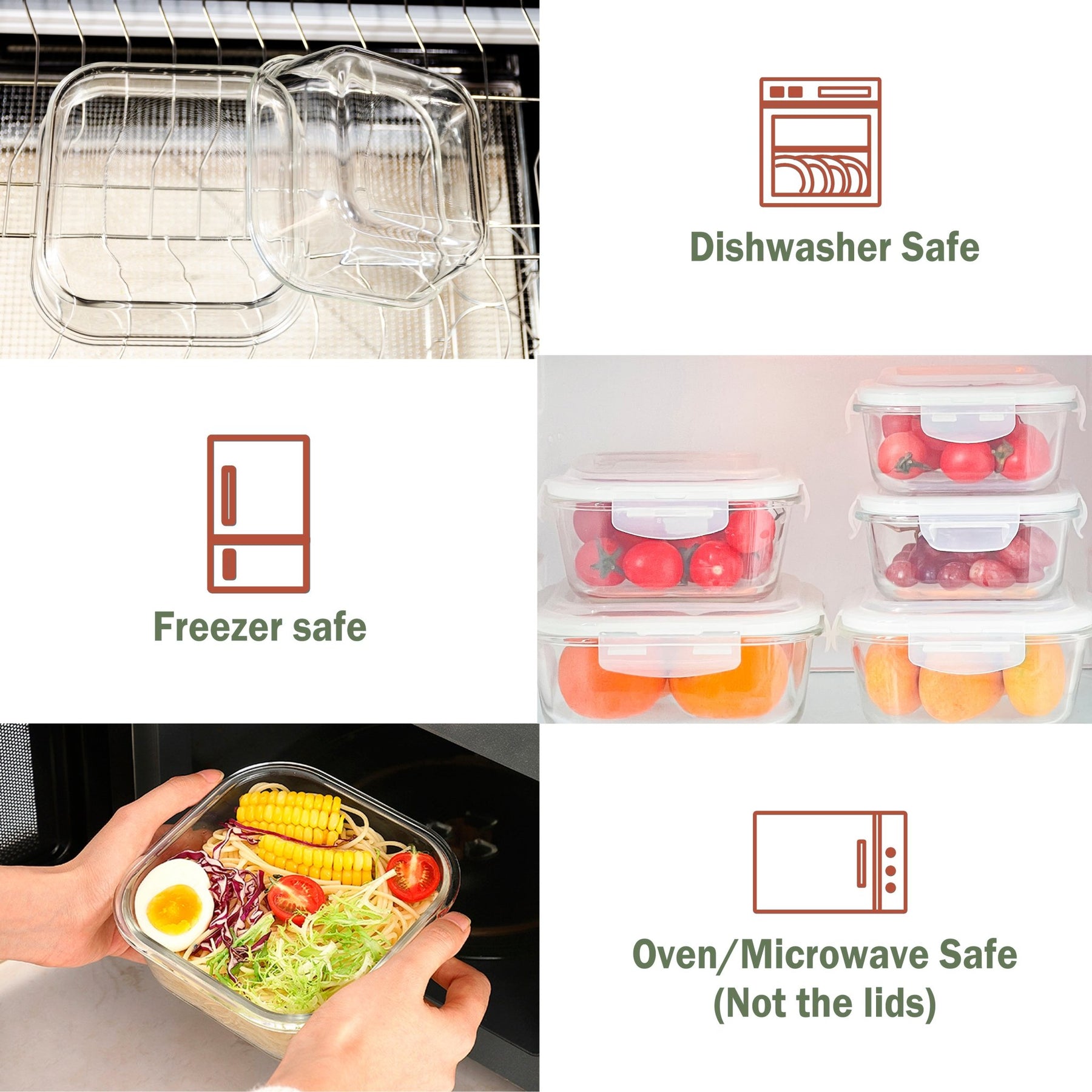 10 pc Glass Container Set (5 Contianers and 5 Lids) – Razab