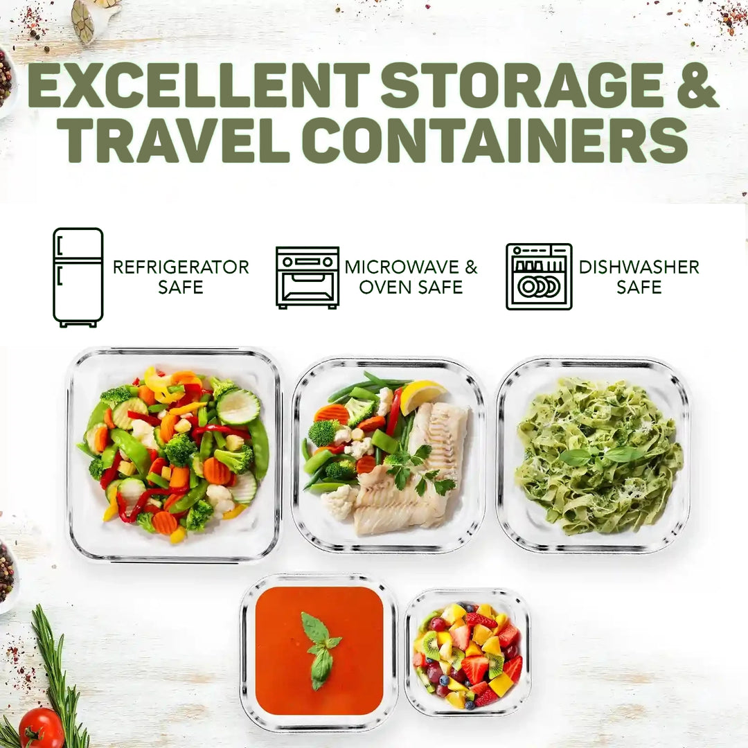 10 pc Glass Container Set (5 Contianers and 5 Lids) – Razab
