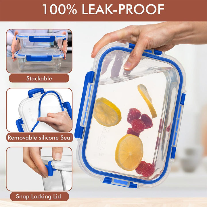 1860ML Glass Set with Color Lids - Set of 2 Pc - 2_1860ML_Glass_Blue_LL