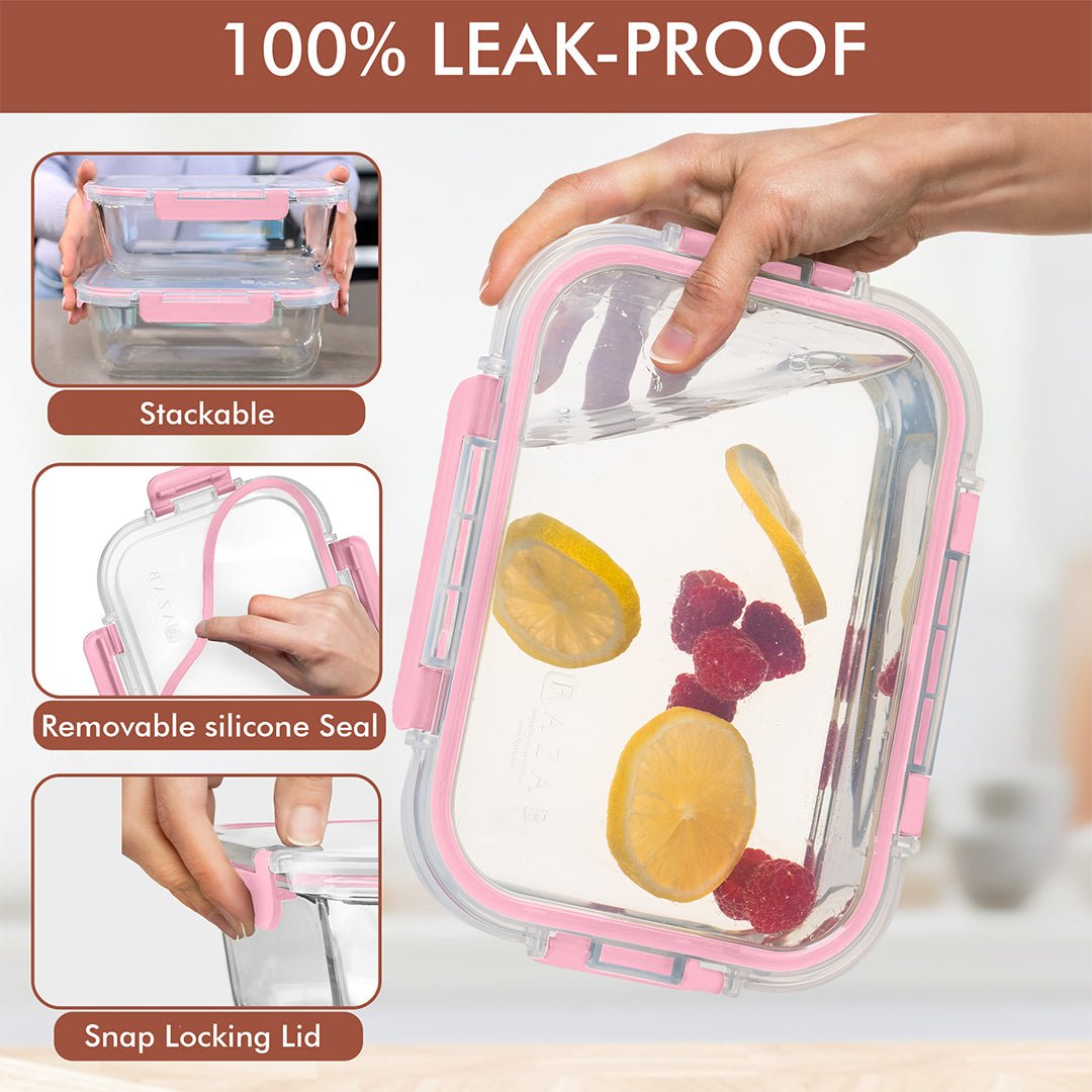 1860ML Glass Set with Color Lids - Set of 2 Pc - 2_1860ML_Glass_Pink_LL
