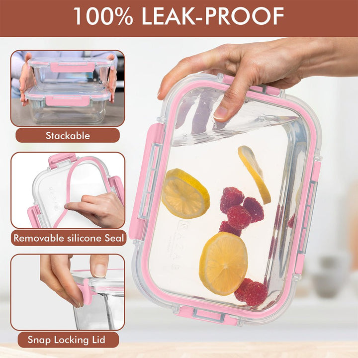 1860ML Glass Set with Color Lids - Set of 2 Pc - 2_1860ML_Glass_Pink_LL