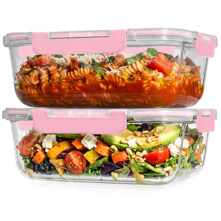 1860ML Glass Set with Color Lids - Set of 2 Pc - 2_1860ML_Glass_Pink_LL
