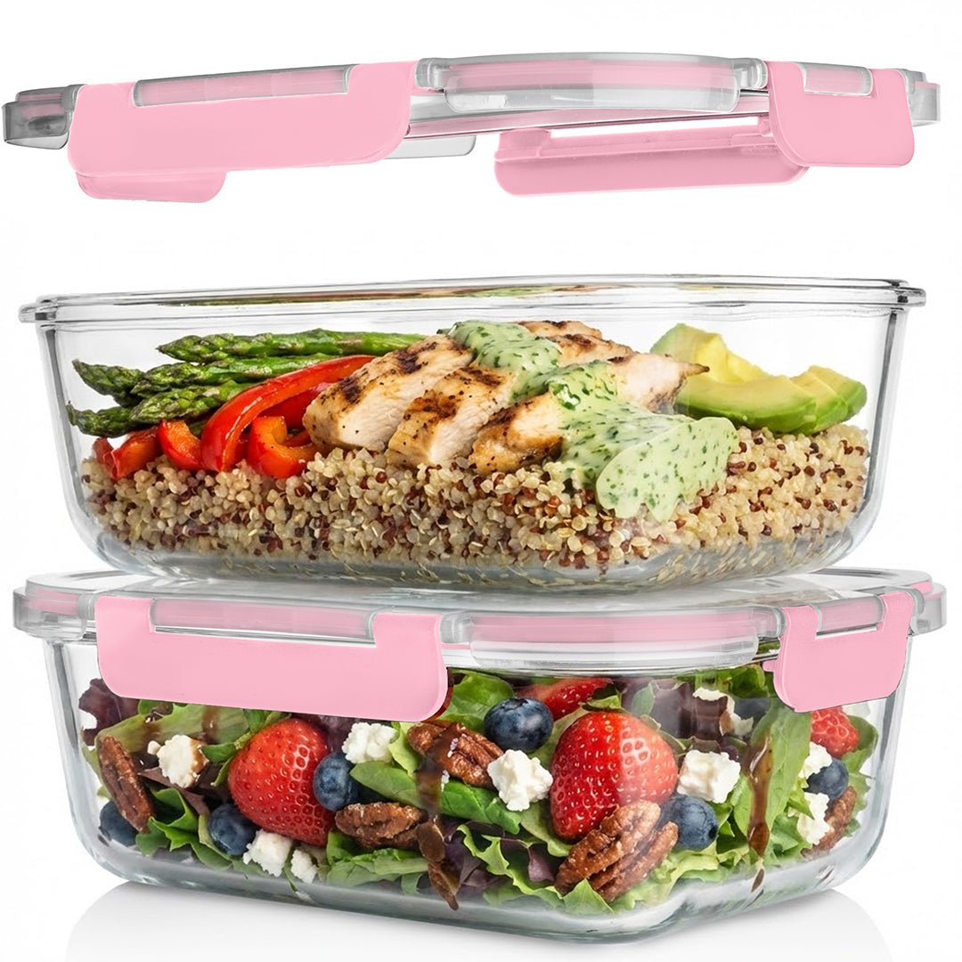 1860ML Glass Set with Color Lids - Set of 2 Pc - 2_1860ML_Glass_Pink_LL