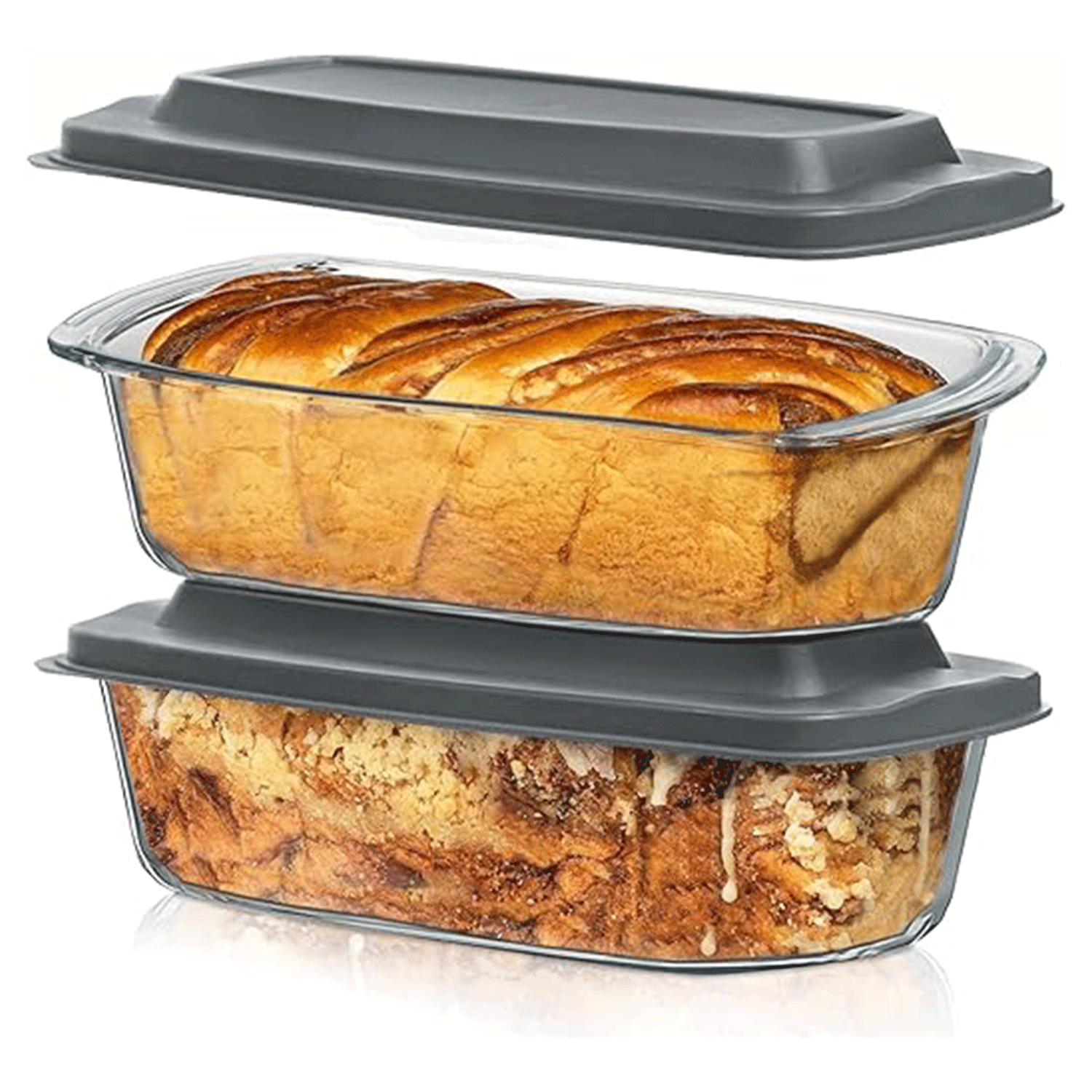 Set Of 2 Glass Loaf Pan Containers - Thumbnail 2