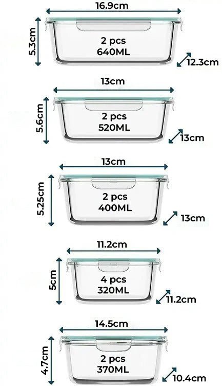 Clear Glass Food Storage Containers With Airtight Lids, Perfect For Meal Prep, Kitchen Organization And Storing Leftovers
