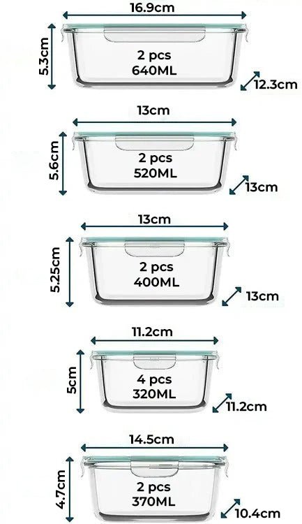 24 PC Glass Set - 5 Different Sizes - 24_GFood_Set