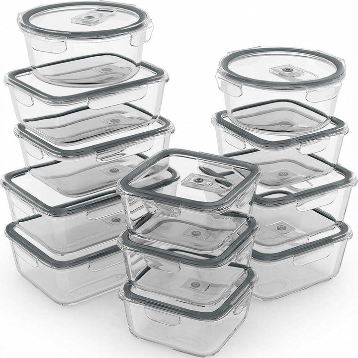 24 PC Glass Set - 5 Different Sizes - 24_GFood_Set_New_Gray