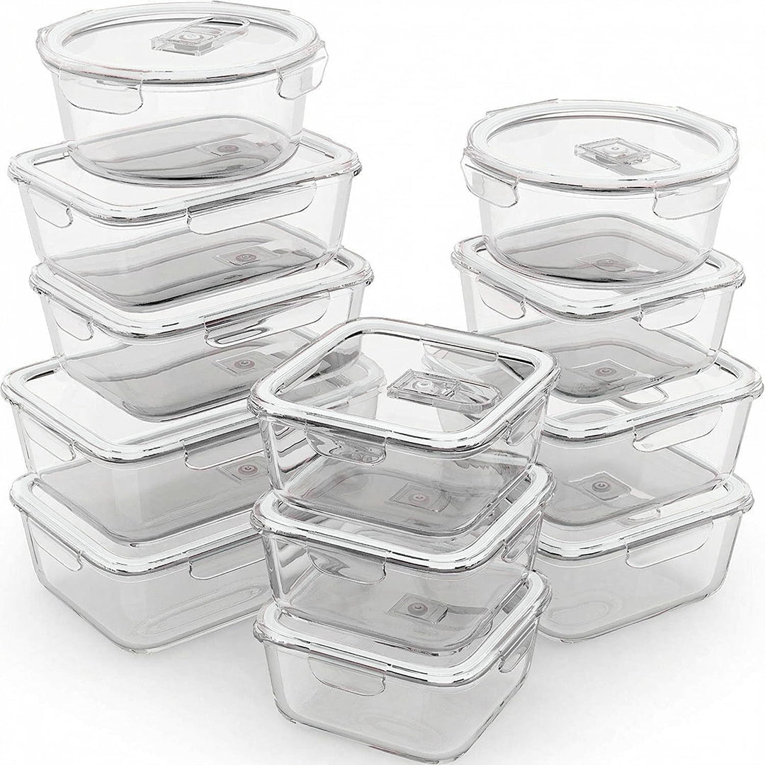 24 PC Glass Set - 5 Different Sizes - 24_GFood_Set_New_White