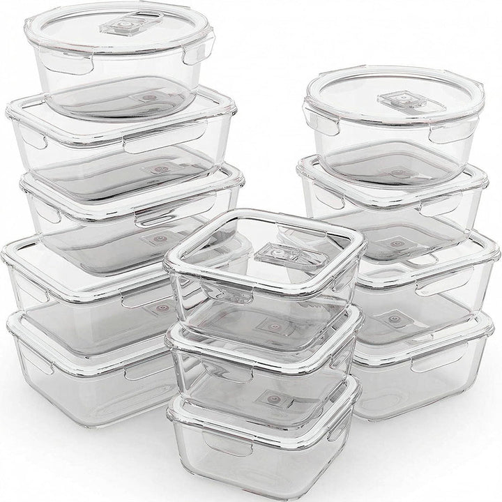 24 PC Glass Set - 5 Different Sizes - 24_GFood_Set_New_White