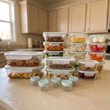 35 PC Glass Set - Large Set with many Unique Sizes - 35_GFood_Set_BabyBlue