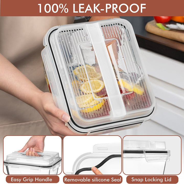3900ml Large Glass Food Storage Container with Airtight Lid - 3900ML_Glass_Black