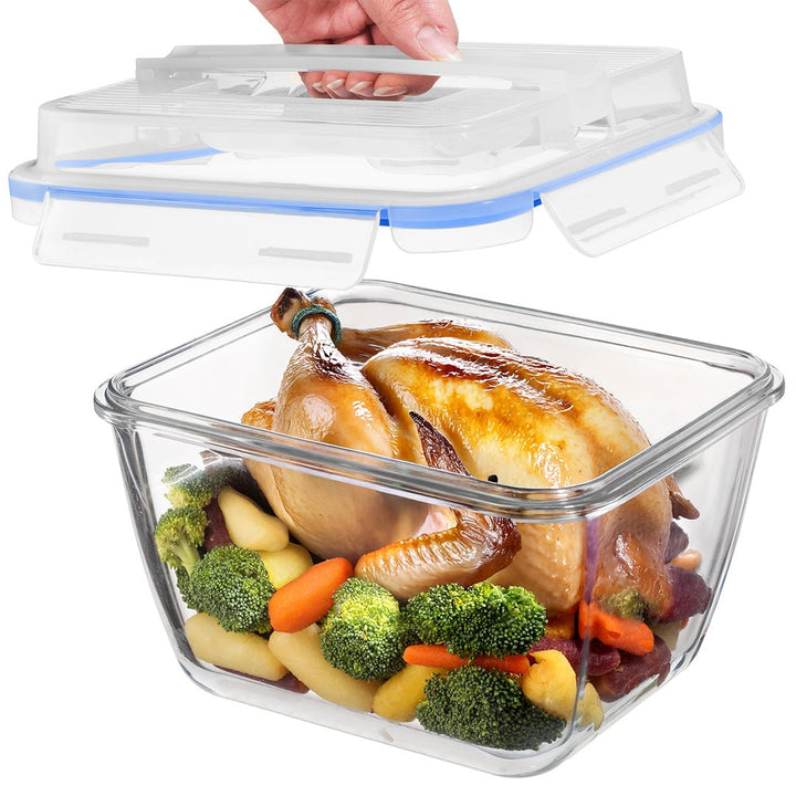 3900ml Large Glass Food Storage Container with Airtight Lid - 3900ML_Glass_Blue