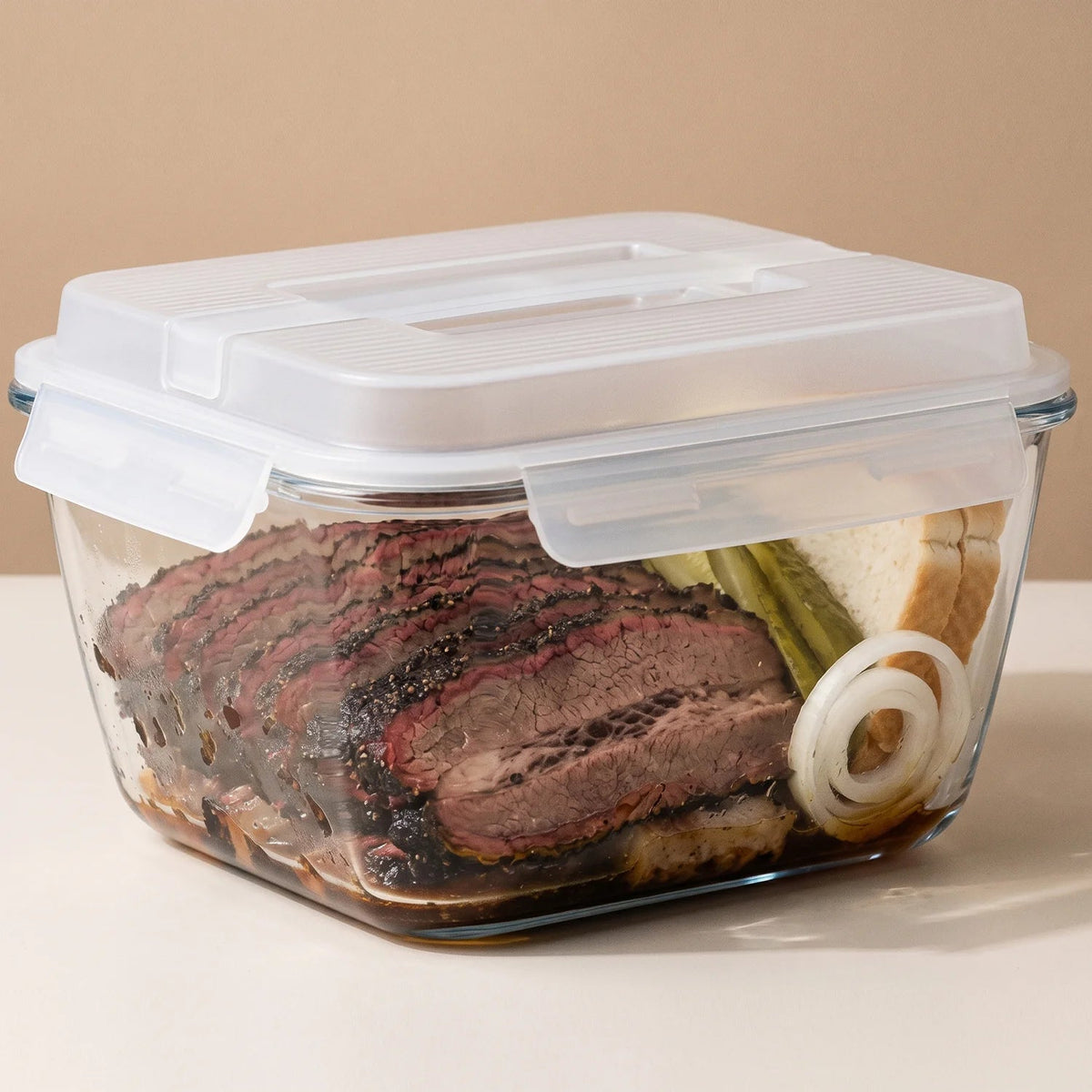 3900ml Large Glass Food Storage Container with Airtight Lid - 3900ML_Glass_GrayHandle