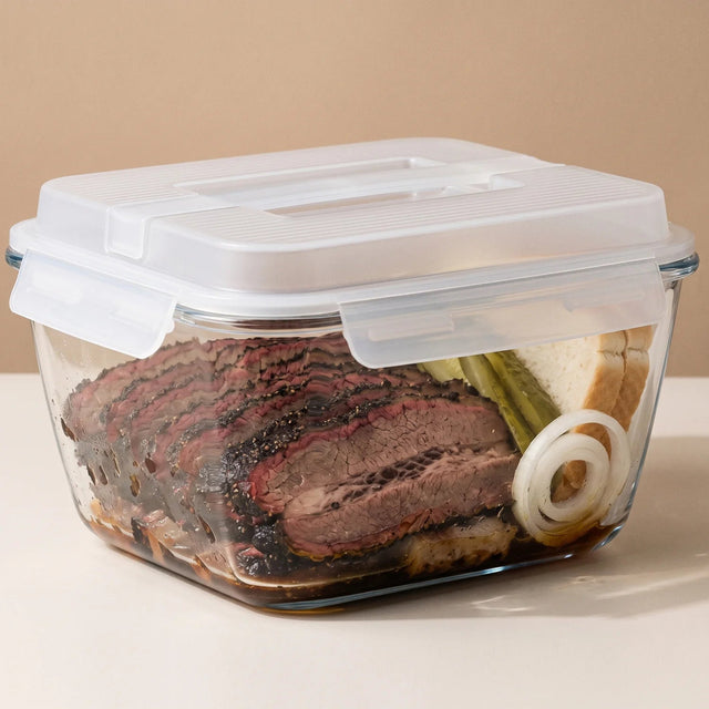 3900ml Large Glass Food Storage Container with Airtight Lid - 3900ML_Glass_GrayHandle
