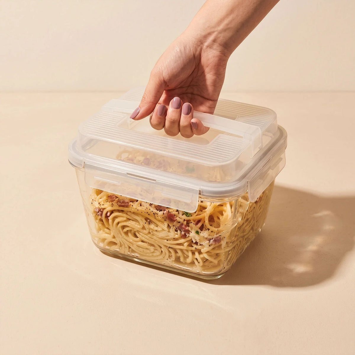 3900ml Large Glass Food Storage Container with Airtight Lid - 3900ML_Glass_GrayHandle