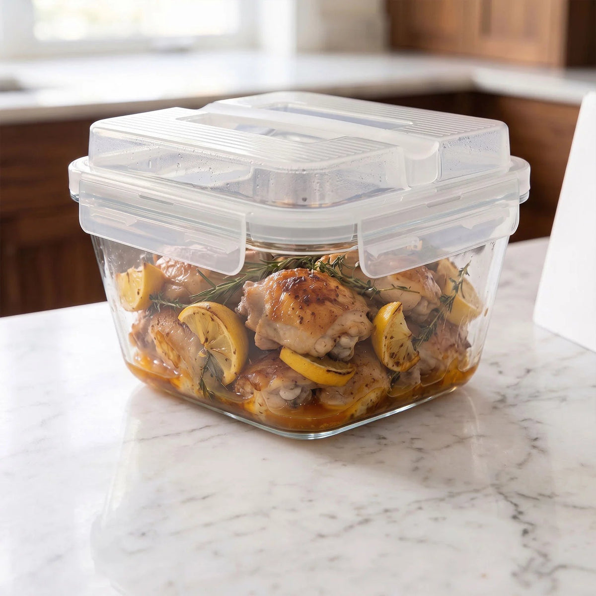 3900ml Large Glass Food Storage Container with Airtight Lid - 3900ML_Glass_GrayHandle