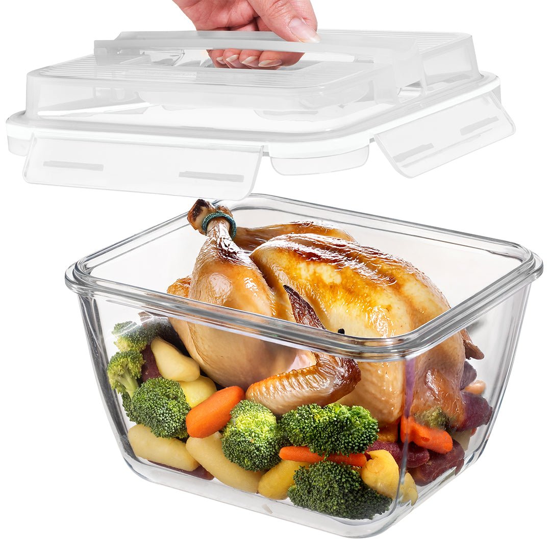 3900ml Large Glass Food Storage Container with Airtight Lid - 3900ML_Glass_White