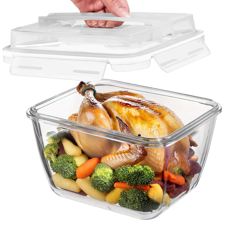 3900ml Large Glass Food Storage Container with Airtight Lid - 3900ML_Glass_White