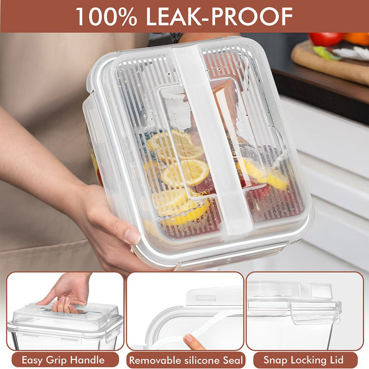 3900ml Large Glass Food Storage Container with Airtight Lid - 3900ML_Glass_White
