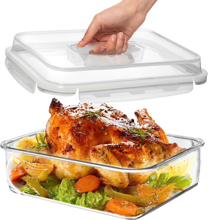 4800 ML LARGE Glass Food Storage Container with Airtight Locking Lid - 4800_glass