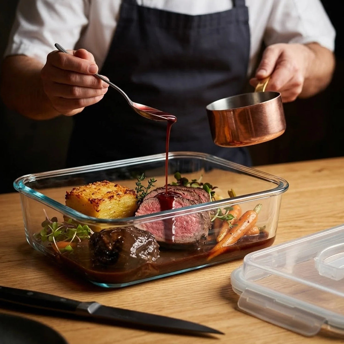 4800ml Large Glass Food Storage Container with Airtight Locking Lid - 4800ML_Clear