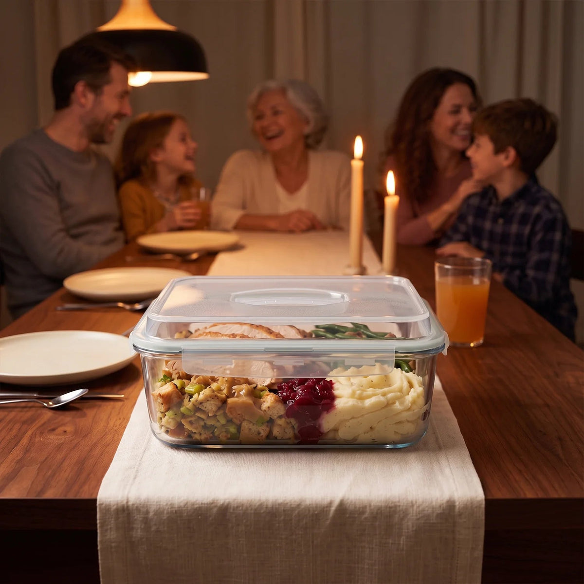 4800ml Large Glass Food Storage Container with Airtight Locking Lid - 4800ML_Clear