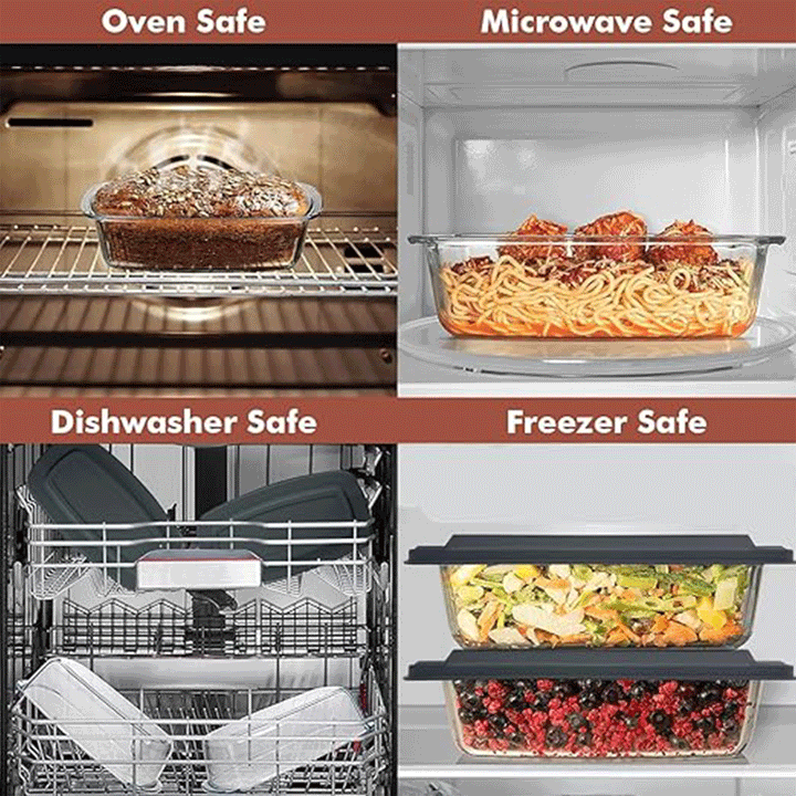 Set Of 2 Glass Loaf Pan Containers