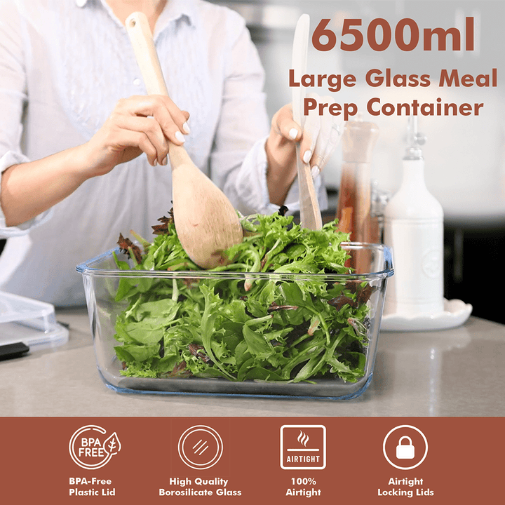 6500ML Extra Large Glass Container With Color Locking Lid and Handle - 6500ML_Black_LL