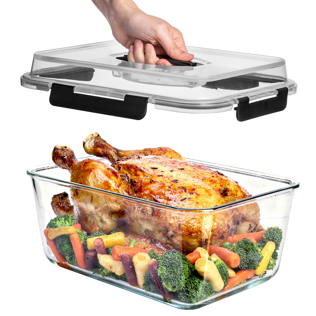 6500ML Extra Large Glass Container With Color Locking Lid and Handle - 6500ML_Black_LL