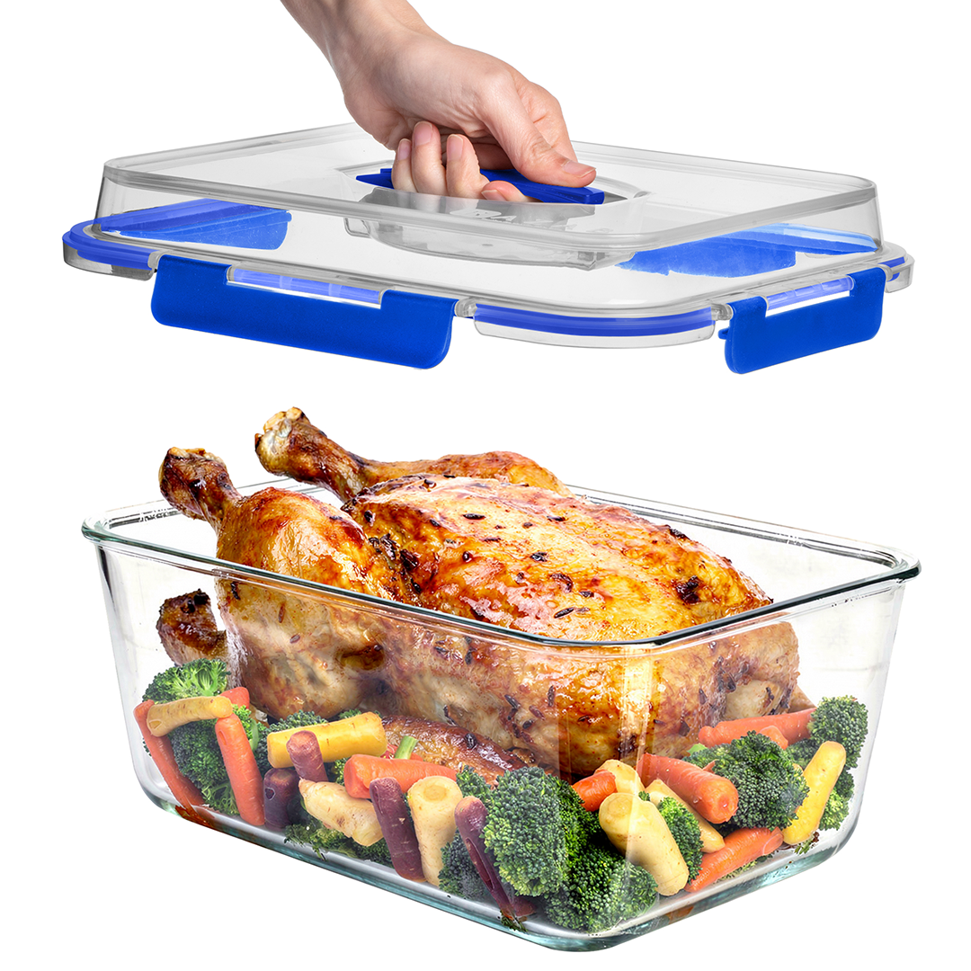 6500ML Extra Large Glass Container With Color Locking Lid and Handle - 6500ML_Blue_LL