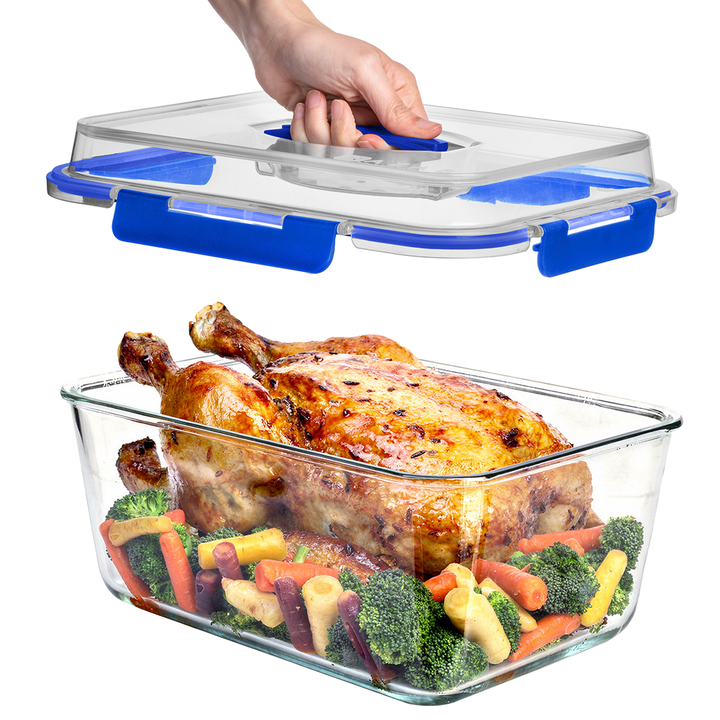 6500ML Extra Large Glass Container With Color Locking Lid and Handle - 6500ML_Blue_LL