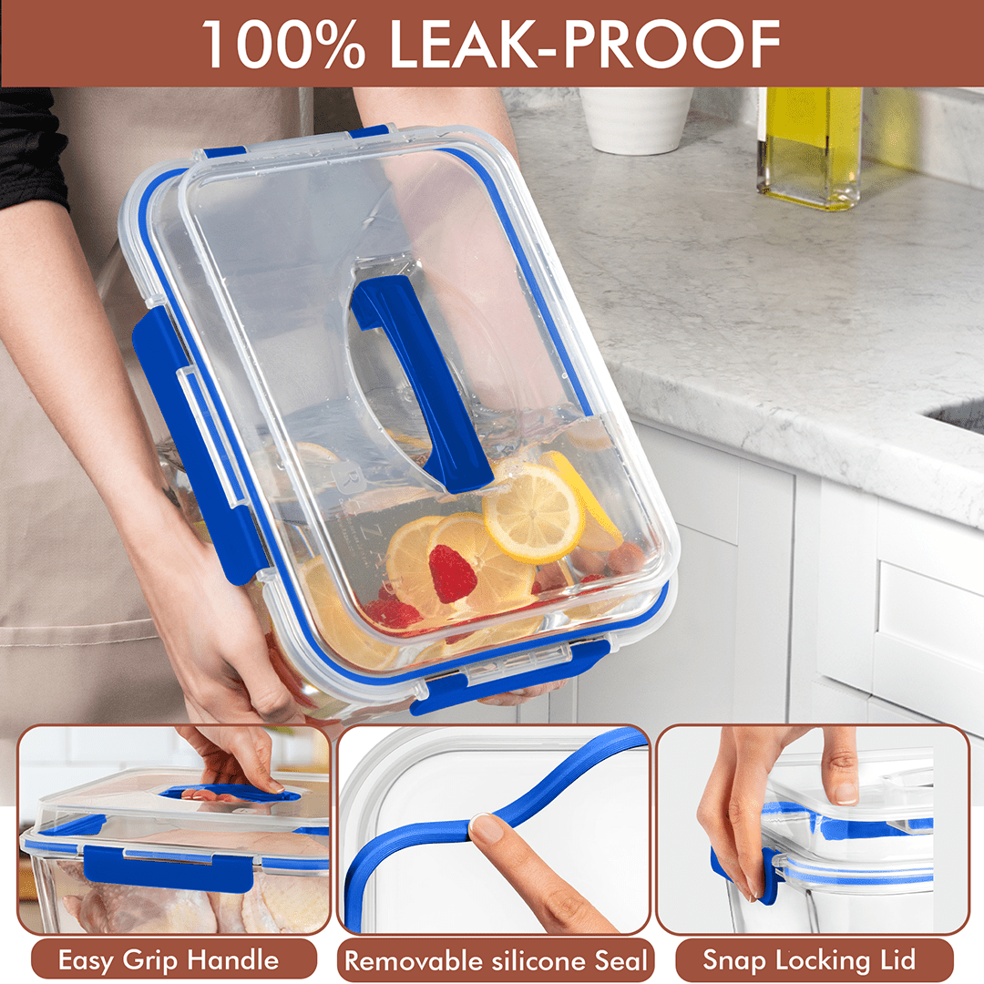 6500ML Extra Large Glass Container With Color Locking Lid and Handle - 6500ML_Blue_LL