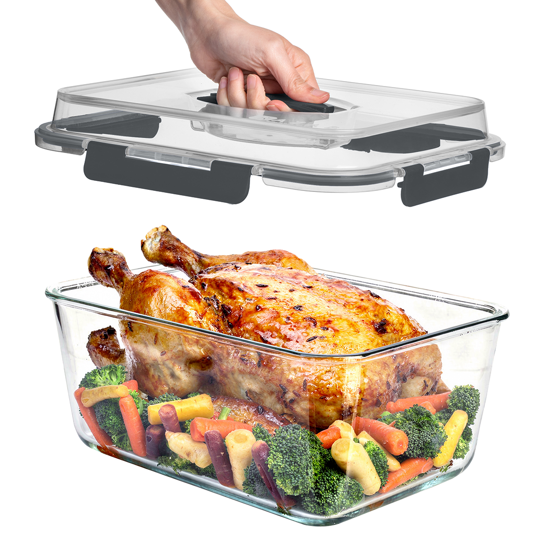 6500ML Extra Large Glass Container With Color Locking Lid and Handle - 6500ML_Gray_LL