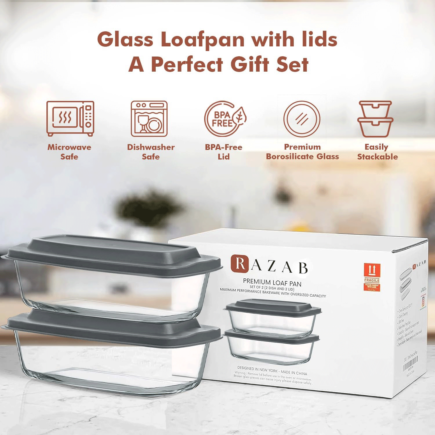 Set Of 2 Glass Loaf Pan Containers - Thumbnail 3