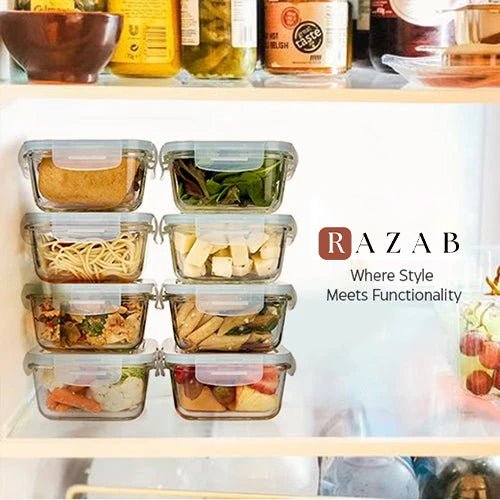 840ML Glass Set - Set of 16 Pc Glass Food Storage Container - 16_SSGFood_Set