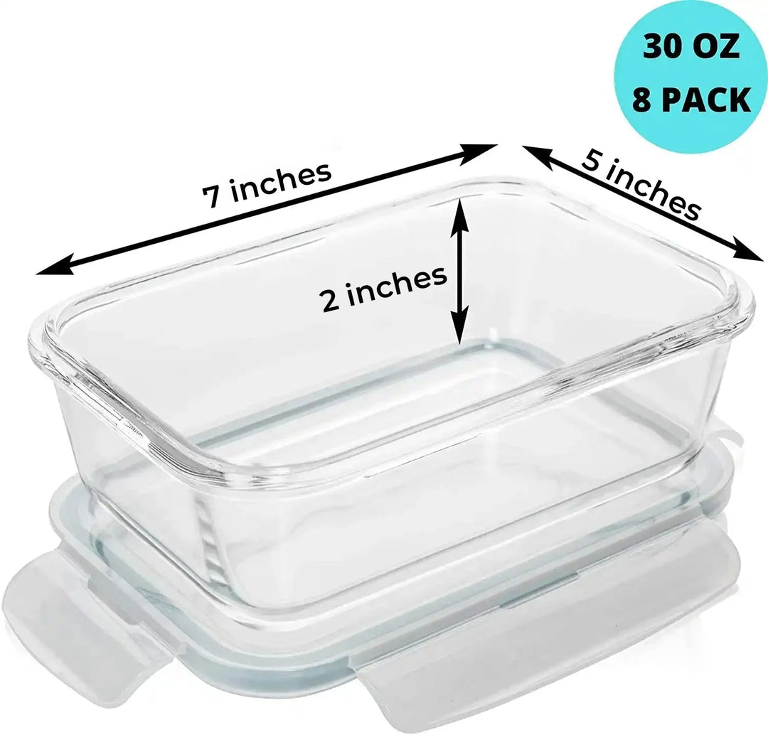 840ML Glass Set - Set of 16 Pc Glass Food Storage Container - 16_SSGFood_Set